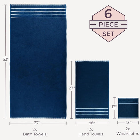 Set- 100% 6 Set 2 2 2 Combed Cotton Towel Rice Weave Combed Cotton Piece With Bath Towels, Hand Towels and Washcloths