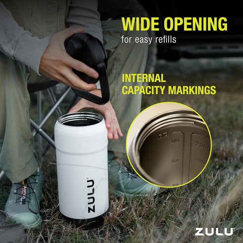 ZULU Goals 64oz & 101oz Vacuum Insulated Stainless Steel Water Bottle | Reusable Jug Thermoses with Carry Handle