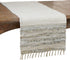 SARO LIFESTYLE Les Fêtes Collection Striped Leather Chindi Table Runner, 16" x 72", Silver