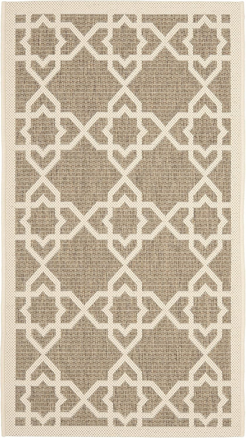 SAFAVIEH Courtyard Collection Accent Rug - 2' x 3'7", Brown & Beige, Non-Shedding, Easy Care, Indoor/Outdoor, Washable