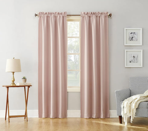 Sun Zero Easton Energy Saving Blackout Curtain Panel, 40" x 63", Blush Pink