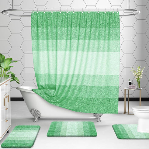 OLANLY Luxury Bathroom Rug Set - 2 Piece Soft Absorbent Microfiber Bath Rugs, Non-Slip Bath Carpet (Green)