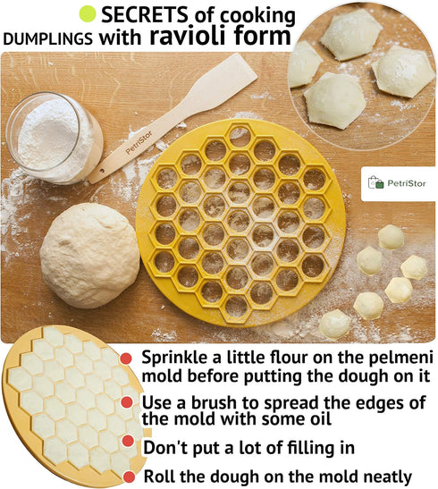 Russian Ravioli Maker Dumplings Mold - Pelmeni Plastic Mold for Siberian Pelmeni Meat - Dumpling Maker Machine