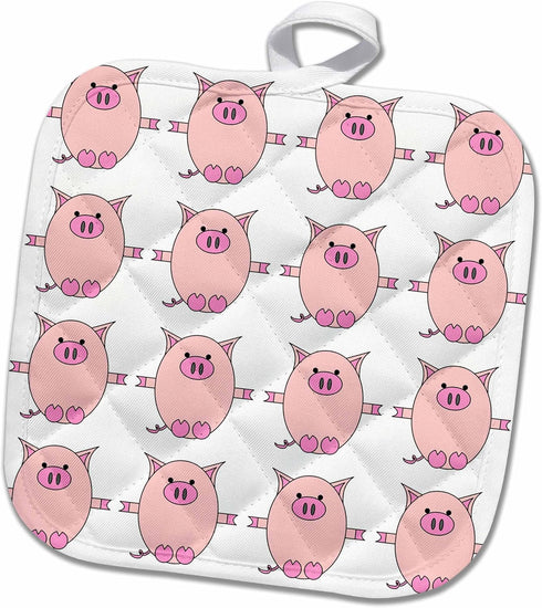 3D Rose Pot Holder, 8" x 8" - Piggy Power Pink Pig Print