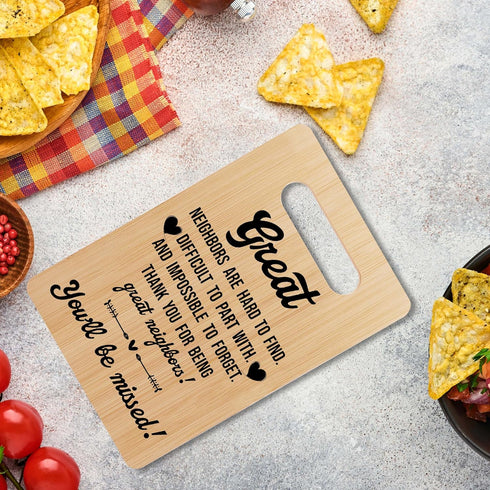Bamboo Chopping Board Housewarming Gift, Thank You Present for Neighbors, Charcuterie Board for Birthday & Christmas