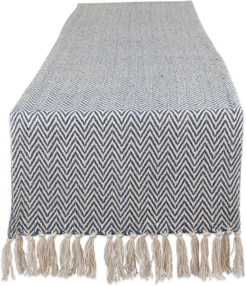 DII Woven Basic Tabletop Collection - Chevron Table Runner, 15x72, French Blue
