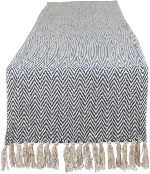 DII Woven Basic Tabletop Collection - Chevron Table Runner, 15x72, French Blue