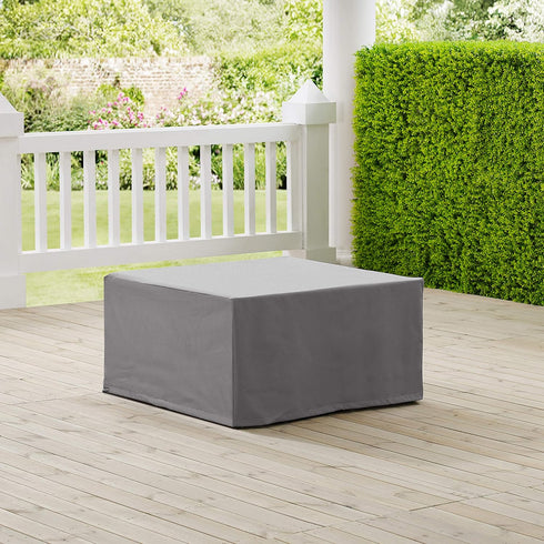 Waterproof Gray Square Ottoman and Outdoor Table Cover for Patio Furniture
