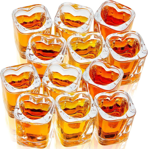 Suclain 12 Pieces Hearted Shaped Shot Glasses Set 1.5 oz Valentine's Day