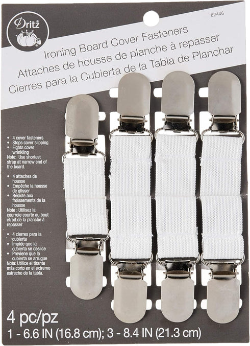 Dritz Clothing Care Ironing Board Cover Fasteners, White, 4-Count