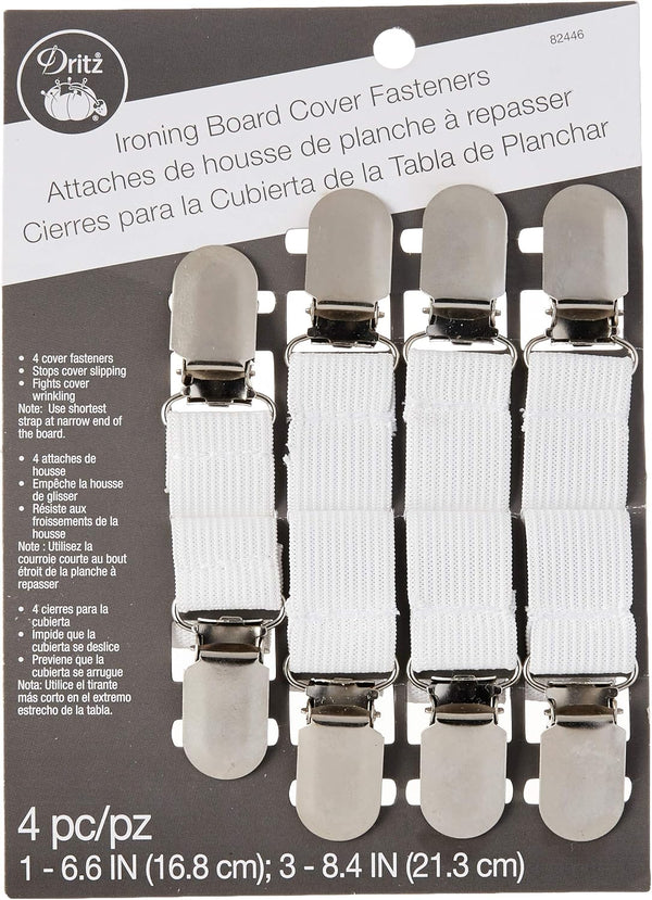Dritz Clothing Care Ironing Board Cover Fasteners, White, 4-Count