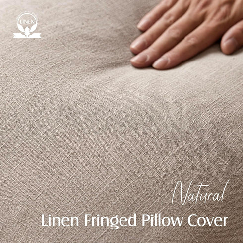 Cozy 2626 Inch,1PC,Natural Foindtower Decorative Linen Fringe Throw Pillow Covers Boho Farmhouse Cushion Cover