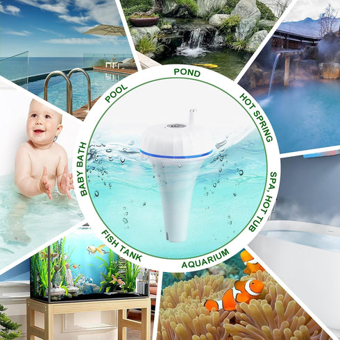 Swimming Upgraded Pool Thermometer,Waterproof Wireless Floating Thermometer with Indoor Temperature Monitor