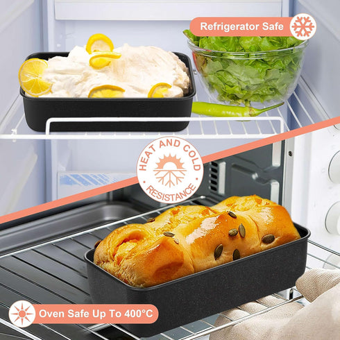 Herogo Non-Stick Loaf Pan, 9 x 5 Inch Stainless Steel Meatloaf Baking Pan, Oven Safe, Black
