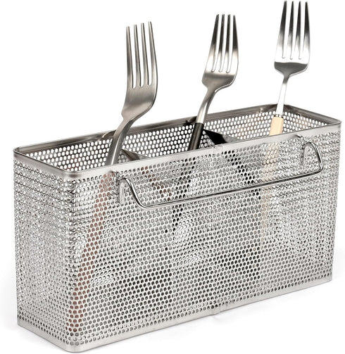 Kitchen Utensil Chopsticks Perforated Holder with Hooks, 304 Stainless Steel Storage Organizer, Dishwasher Safe