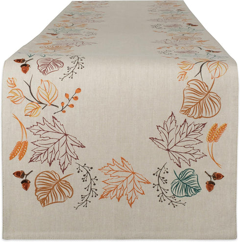 DII Fall Table Decorations - Indoor Décor, Thanksgiving Reversible Table Runner, 14x72, Autumn Leaves