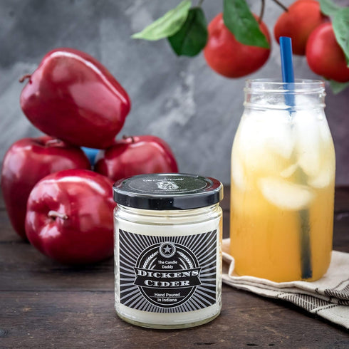 Dickens Cider - Funny Apple Bourbon Cider Scented Jar Candle, Fall, 6 Ounce, 40 Hour Burn