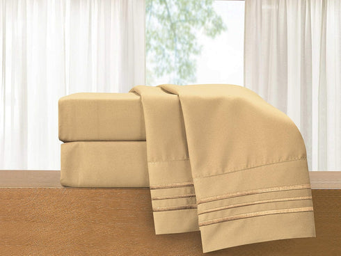 Elegant Comfort 1500 Thread Count Embroidered Egyptian Quality Pillowcase, Standard/Queen Size, Gold