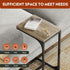 Compact Greige C Shaped End Table with Metal Frame for Living Room & Bedroom
