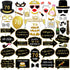 Konsait 70th Birthday Party Photo Booth Props (50 Counts) Black and Gold Decorations for Him Her