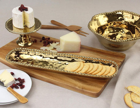 Pampa Bay Porcelain Cheese and Charcuterie Tray, Cracker, Gold