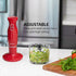 OVENTE Immersion Electric Hand Blender, 300 Watt Power with Stainless Steel Blades, Includes Whisk and Chopper, Red