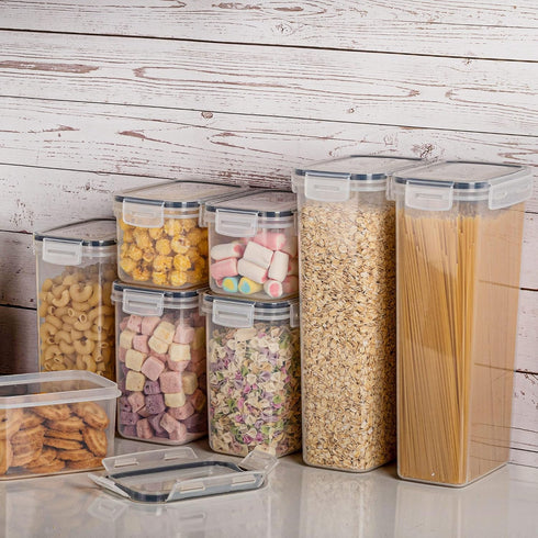 Airtight Food Storage Containers with Lids - Vtopmart 24 pcs Plastic Canisters for Cereal, Dry Food, BPA Free (Black)