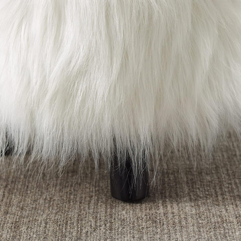 Linon Flokati Foot Stool, 16-Inch, White, 16"W x 16"D x 12.6"H