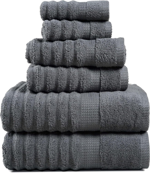 LANE LINEN Towels Set - 6 Piece Cotton Towels for Bathroom -