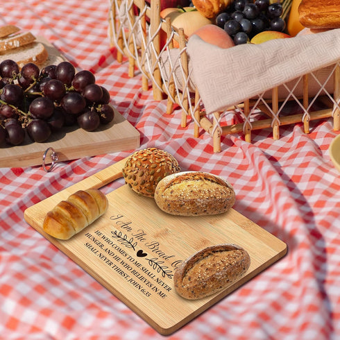 I Am the Bread of Life Christian Gifts for Women, Bamboo Cutting Board Decor, Christian Scripture Kitchen Gifts