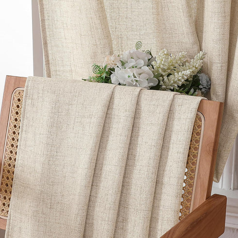 Tollpiz Linen Tier Curtain Rod Pocket, Semi Sheer Half Kitchen Curtains, Light Filtering Thick Drape, 30 x 36 inches,
