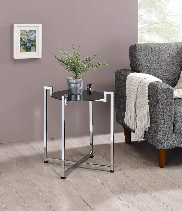 Kings Brand Furniture - Torbla Accent Side End Table, Metal & Glass,
