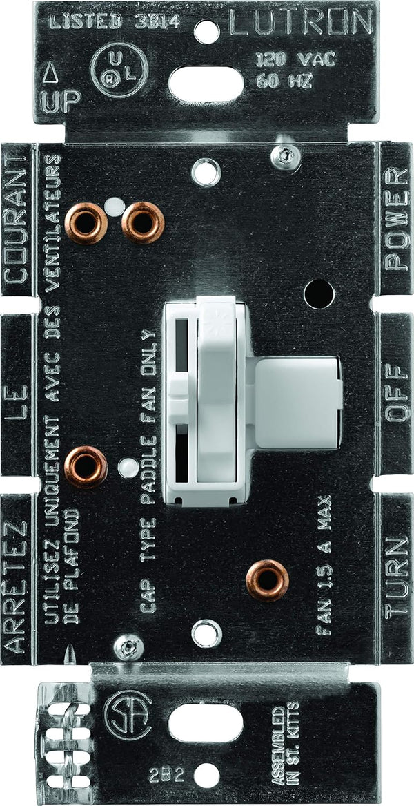 Lutron Toggler 3 Speed Fan Control, White, 1.5-A Single Pole/3-Way TGFSQ-FH-WH