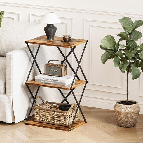 3-Tier ET-03RB End Table Small Side Table Tall Bedside Night Stand with Storage Sofa Side desks for Living Room Bedroom