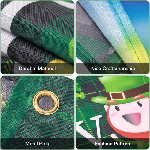 Large Happy St. Patrick's Day Banner, Shamrock Clover Decor, Lucky St. Patty's Day Door Hanging Decorations for Indoor