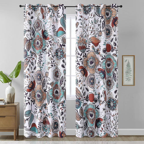 Estelar Textiler Vintage Garden Plants Herbs Print Blackout Curtains Pack of 2,Bohemian