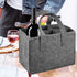 6 Bottle Wine Carrier Tote, Reusable Grocery Bags for Travel, Camping, Picnic, Grey