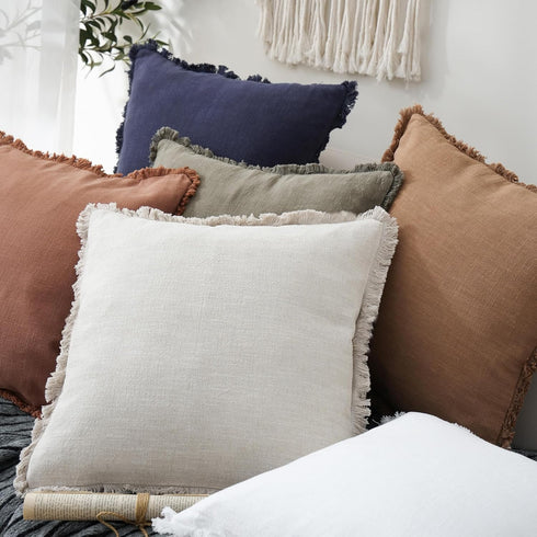 Cozy 2222 Inch, 1PC, Foindtower Decorative Linen Fringe Throw Pillow Covers Boho Farmhouse Cushion Cover with Tassels