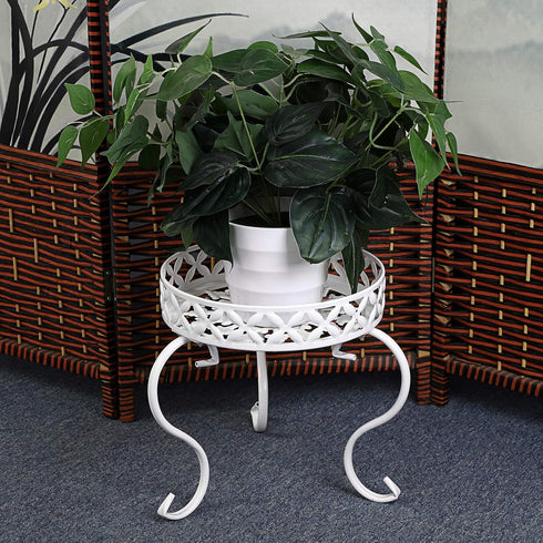 OwnMy Set 2 of Metal Round Plant Stand Rustproof Iron Flower Pot Holder, Modern Plant Display Potted Rack, Indoor