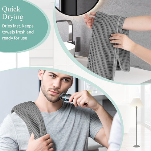 MICROFI 4 430 ber Waffle Hand Towels, Pieces, Soft, Absorbent, Fast Drying, Lint Free GSM (Gray)