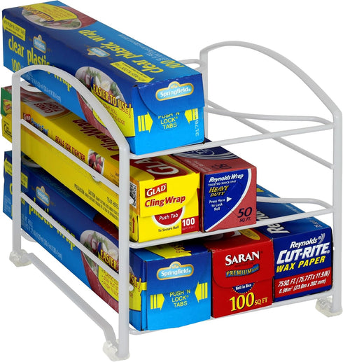 DecoBros Kitchen Wrap Organizer Rack, White (Small/Standard, 2-1/2" BOX)