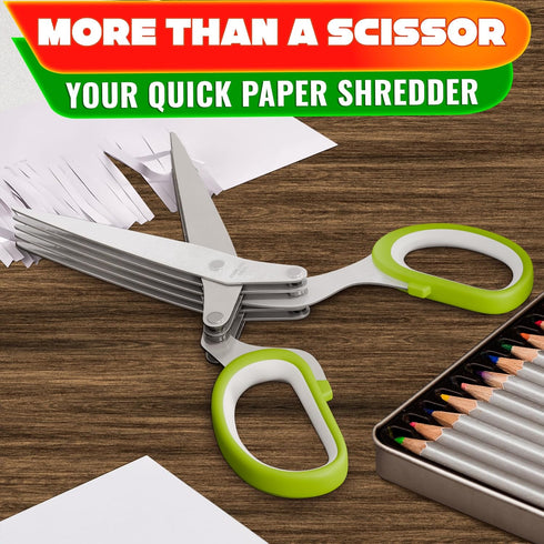 5 5x Herb Scissors with Blades and Cover Stainless Steel Herb Cutter with Ergonomic Handle and Cleaning Brush