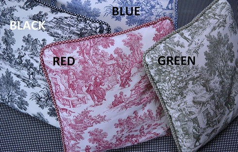 Victoria Park Toile Tailored Valence Window Curtain, Red
