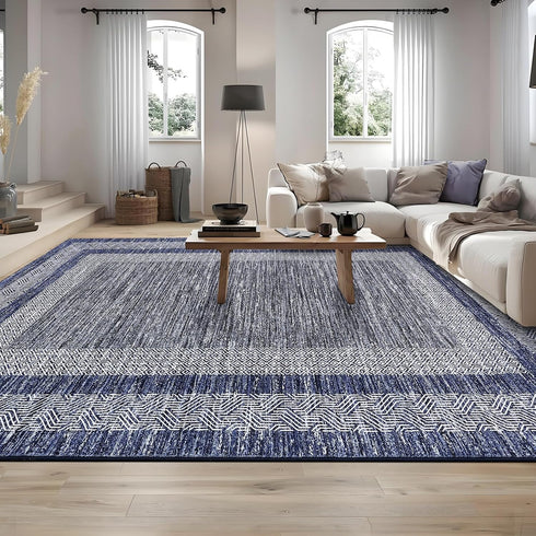 2x6 GarveeHome Modern Bordered Runner Rug Soft Non Slip Runner Washable Non Shedding Floor Carpet, Distressed Geometric
