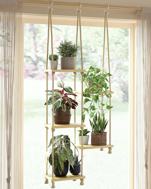 GENTINGBRO Window Plant Shelves Macrame Plant Hanger Floating Shelves Window Sill Shelf