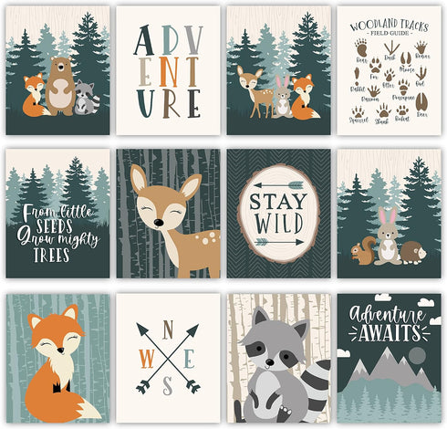 6 Hadley Designs Adventure Nursery Wall Decor - Reversible Unframed Baby Boy Nursery Decor, Mountain Decors for Boys