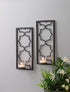 Set 11" Setting. O3 Hosley's of Two, High Iron Tea Light LED Candle Wall Sconces, Black. Hand Made by Artisans. Ideal