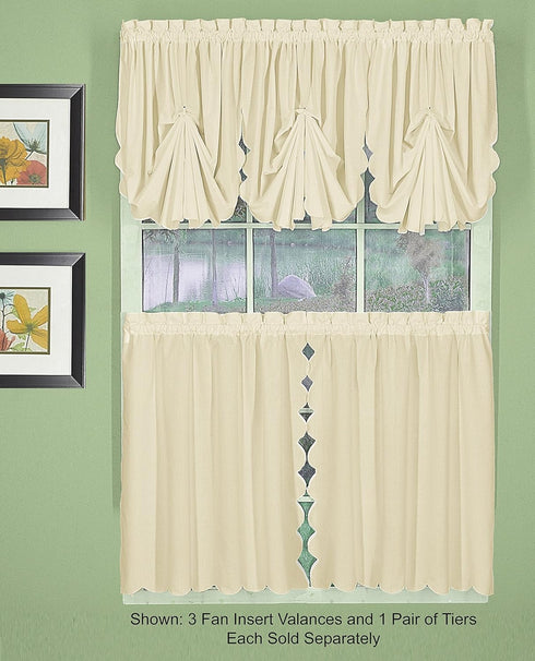 Today's Curtain Orleans Scallop Curtain, Ecru 30" Tier Pair and Tieback, 60" W x 30" L