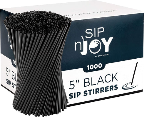 Coffee Stirrers Sticks, Disposable Plastic Drink Stirrer Sticks, 1000 Stirrers, Black, 5-Inch