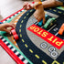 Race Track Play Rug with Wooden Cars for Kids
